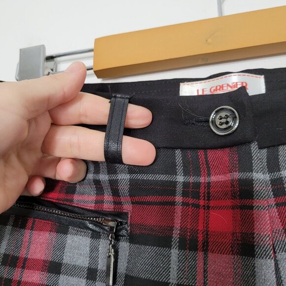 Plaid Red Black Straight Leg Punk Ska Pants Stretch Pockets Zipper Size 9 Womens - Picture 6 of 12
